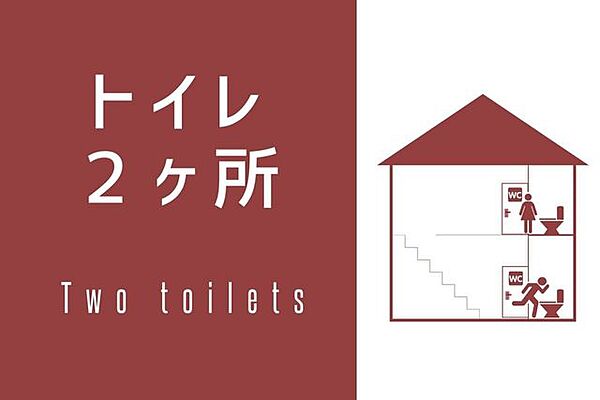 1階と2階にトイレがあり、朝の支度時間帯も余裕をもって過ごせます♪