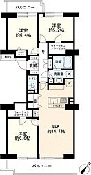 コープ野村バードウッド鶴見3番館 3LDKの間取り