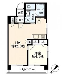 スカイコーポ元木 1LDKの間取り