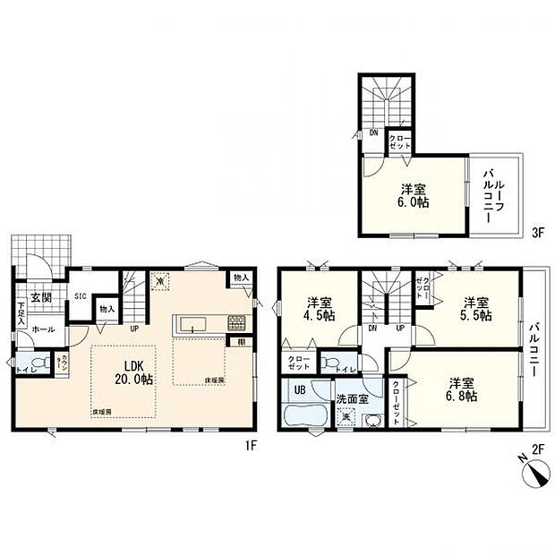 B号棟間取図　4ＬＤＫ