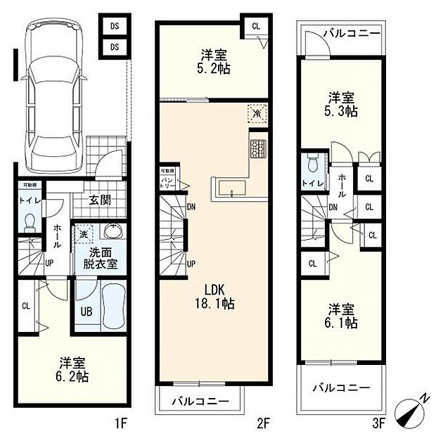 建物参考プラン(4区画)　延床面積111.57ｍ2　価格1870万円(税込)