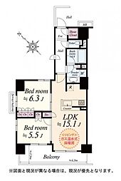 サンリヤン横浜鶴見ブランシエラ 2LDKの間取図画像