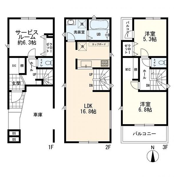 1号棟間取り（2SＬＤＫ＋バルコニー）