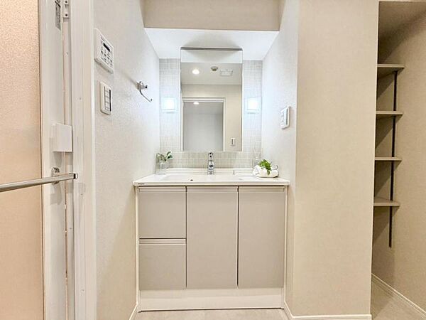 清潔感と機能性を備え一日の始まりと終わりを心地よく演出してくれるパウダールームです。