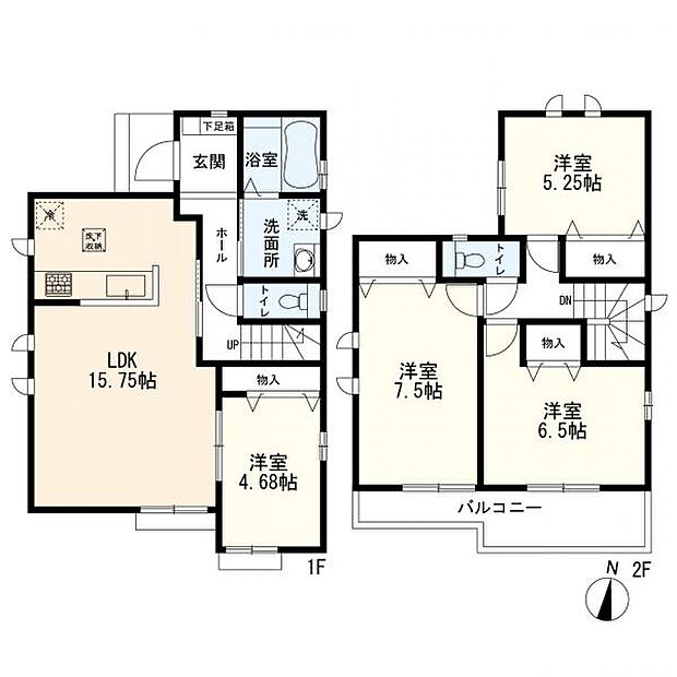 A号棟間取図 4LDK