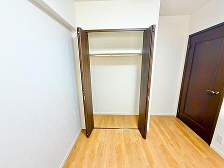 大きなクローゼット。 我が家のクローゼットは子供のおもちゃの空き箱でいっぱいですが、これだけ広い収納があればパパのスーツやママのバッグもしまえそうですね!