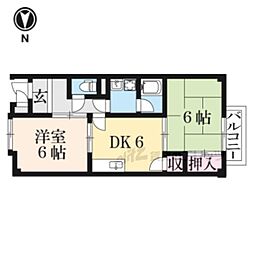 ハイツK2 2DKの間取図画像
