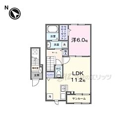 近江鉄道八日市線 新八日市駅 徒歩14分の賃貸アパート 1階1LDKの間取り