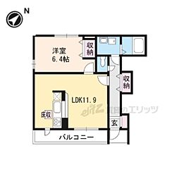 アルモニーII 1階1LDKの間取り