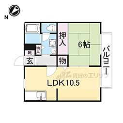 JR東海道・山陽本線 稲枝駅 徒歩1分の賃貸アパート 2階1LDKの間取り