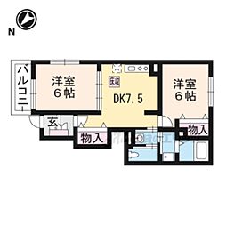 近江鉄道近江本線 愛知川駅 徒歩23分の賃貸アパート 1階2DKの間取り