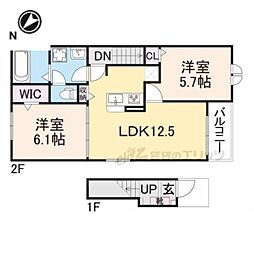 ヴィヴァレス 2階2LDKの間取り