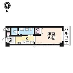 JR東海道・山陽本線 南草津駅 徒歩16分の賃貸マンション 3階1Kの間取り