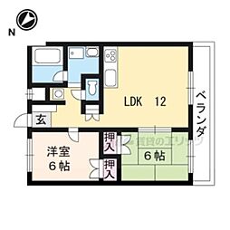 アビタシオンコンフォール 2階2LDKの間取り