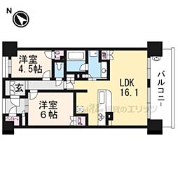 JR東海道・山陽本線 草津駅 徒歩4分の賃貸マンション 17階2LDKの間取り