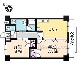 カルテットコボリD棟 2DKの間取図画像