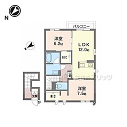 イーストベイ 205 2階2LDKの間取り
