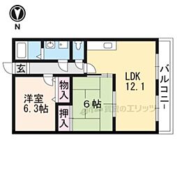RiverAnneRena 2LDKの間取図画像