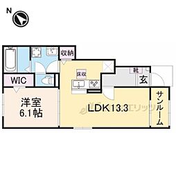 プロローグ新旭 1LDKの間取図画像