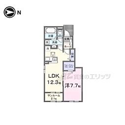 ヒカルサ仰木の里II 1LDKの間取図画像
