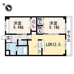 パークサイドシャトー:エイト 2LDKの間取図画像