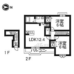 アプリコット宝積 2LDKの間取図画像