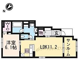 スリーズ2 1LDKの間取図画像