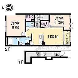 パレット楽陽 2LDKの間取図画像