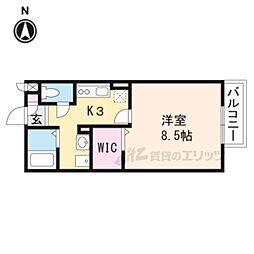 セジュール潤 1Kの間取図画像