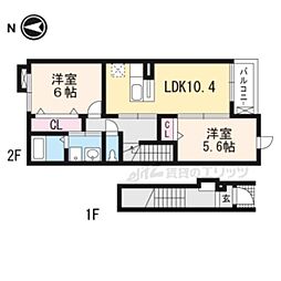 ベルプロムナード 2LDKの間取図画像