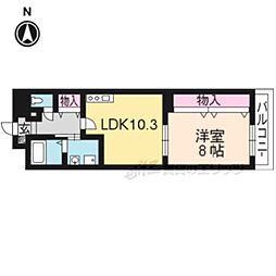 エリーフラッツ浜大津 1LDKの間取図画像