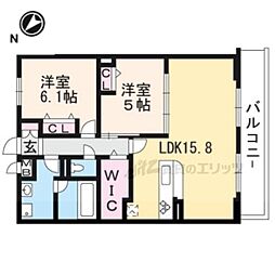 プランドールシエル 2LDKの間取図画像