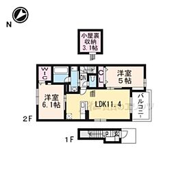 スリーズ1 2LDKの間取図画像