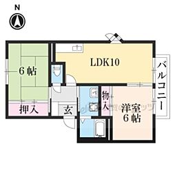 サンガーデン甲賀S1 2LDKの間取図画像