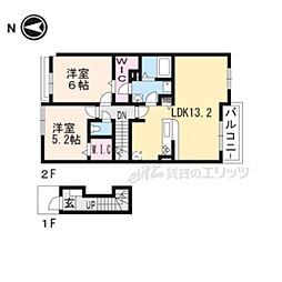 ブランデュール仰木の里2 2LDKの間取図画像