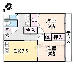 ライジング・ハイツ 2DKの間取図画像