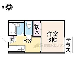 プルベニールカレント 1Kの間取図画像