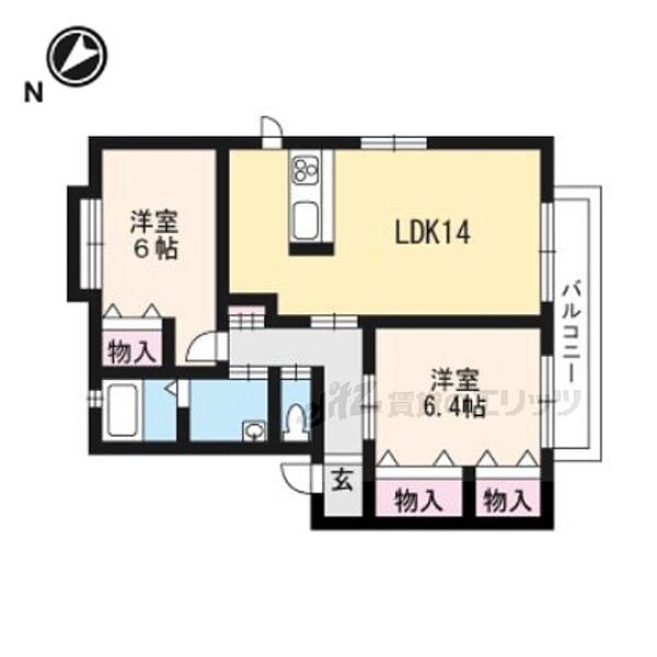 滋賀県甲賀市水口町暁(賃貸アパート2LDK・2階・61.95㎡)の写真 その2