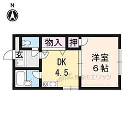 京阪石山坂本線 唐橋前駅 徒歩10分の賃貸アパート 1階1DKの間取り