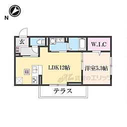 Ｄレジデンス東近江 1階1LDKの間取り