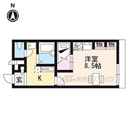 レオパレス唐崎ケ丘 1Kの間取図画像