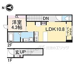 近江鉄道八日市線 太郎坊宮前駅 徒歩2分の賃貸アパート 1階1LDKの間取り