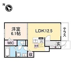 JR東海道・山陽本線 南彦根駅 徒歩21分の賃貸アパート 1階1LDKの間取り