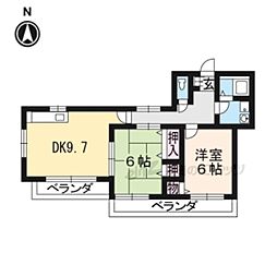 JR東海道・山陽本線 石山駅 徒歩14分の賃貸マンション 1階2LDKの間取り