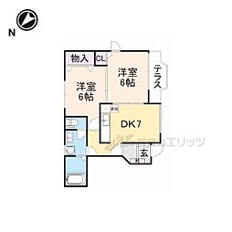 ドムス　ホーラ 1階2DKの間取り