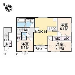 近江鉄道近江本線 彦根口駅 徒歩14分の賃貸アパート 2階3LDKの間取り