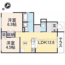 ＰａｒａｄｉｓＯ 1階2LDKの間取り