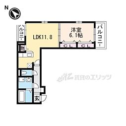 JR東海道・山陽本線 野洲駅 徒歩15分の賃貸アパート 1階1LDKの間取り