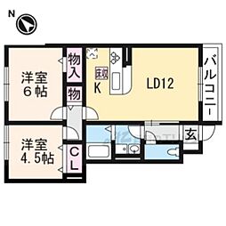 パストラルＺＥＮ 1階2LDKの間取り