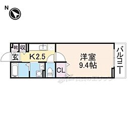 JR東海道・山陽本線 彦根駅 徒歩14分の賃貸アパート 2階1Kの間取り
